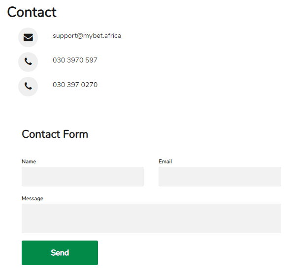 MybetAfrica Contact Method