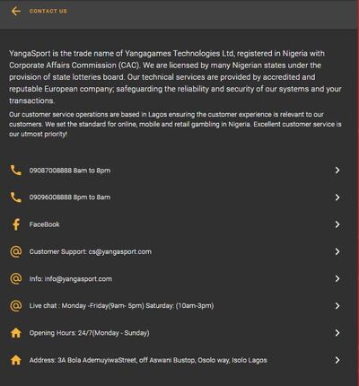 Yangasport customer support numbers and addresses