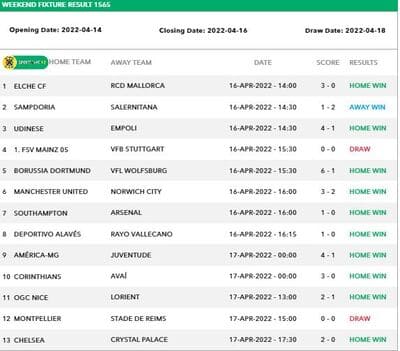 Sportstake 13 Result