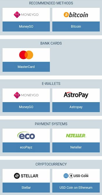 1xbet payment methods