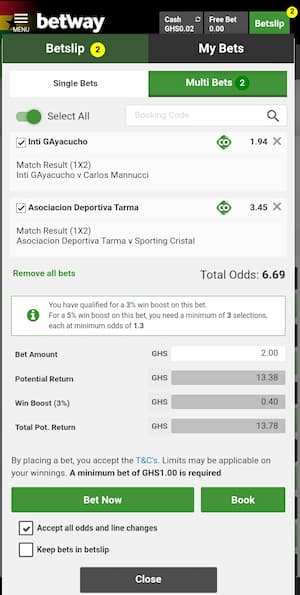 Betway mobile app betslip