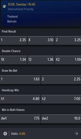 Mozzartbet bet options