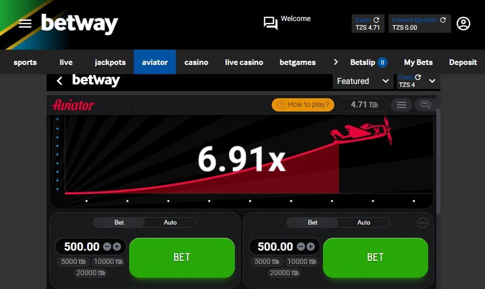 Betway aviator game screen