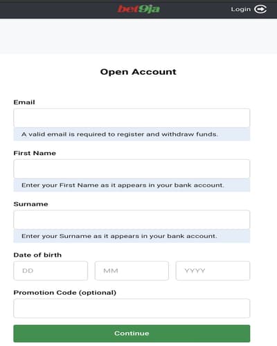 Bet9ja Mobile App Registration