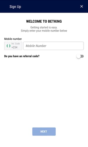 Betking Mobile App Sign Up