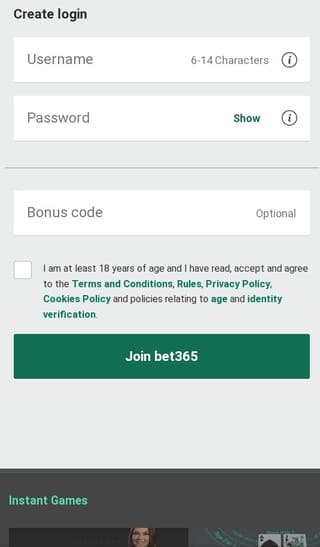 Bet365 Sign Up Final Step