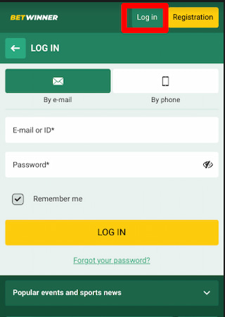 Betwinner sign in page