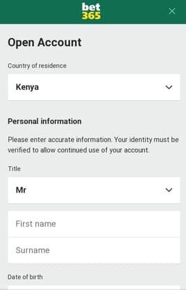 Bet365 account opening