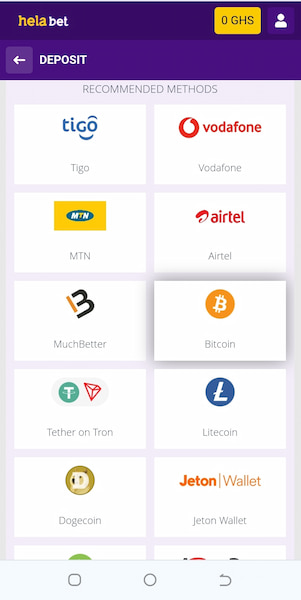 Helabet app deposit options