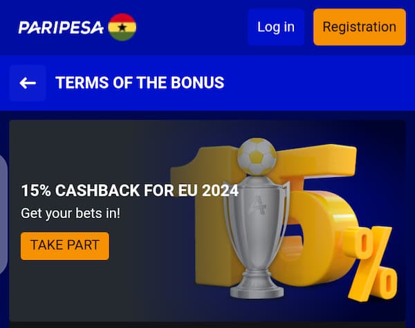 Paripesa CashBack For Euro 2024