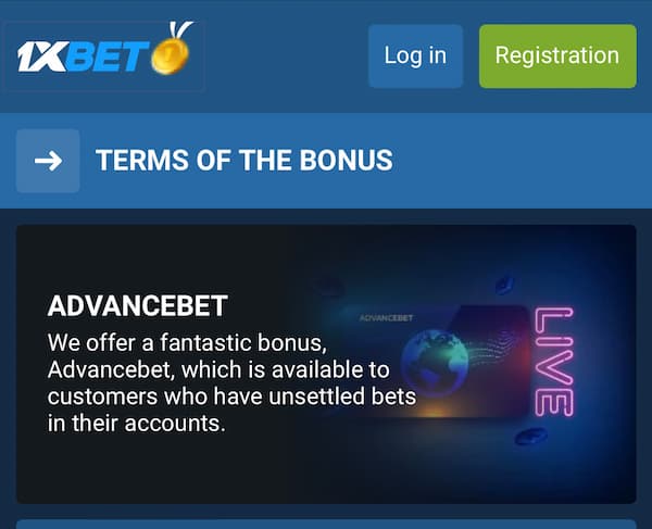 1xbet Advancebet offer