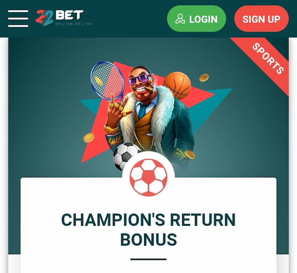 22bet Champion's Return Promo