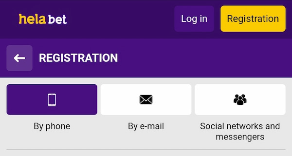 Helabet registration options
