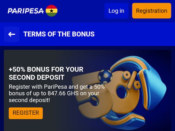 Paripesa 50% Second Deposit image