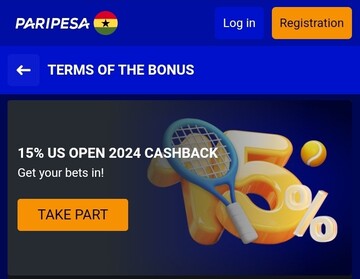 Paripesa US Open Tennis Cash back