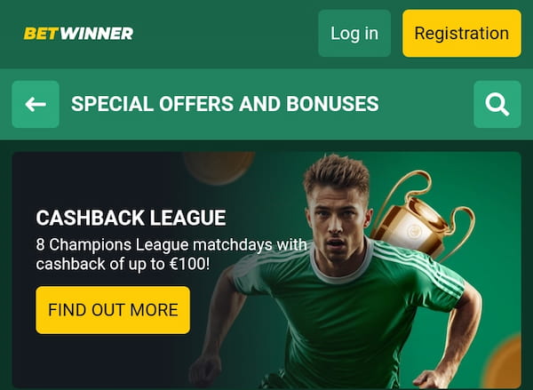 Betwinner Cashback League promo