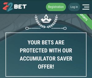 22bet Accumulator saver offer