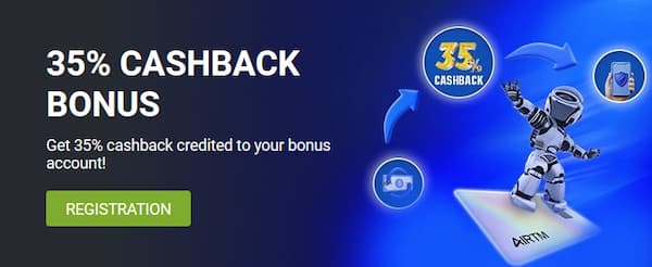 1xBet 35% cashback offer