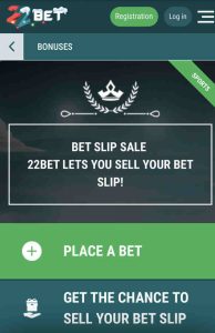 22bet bet slip sale promo